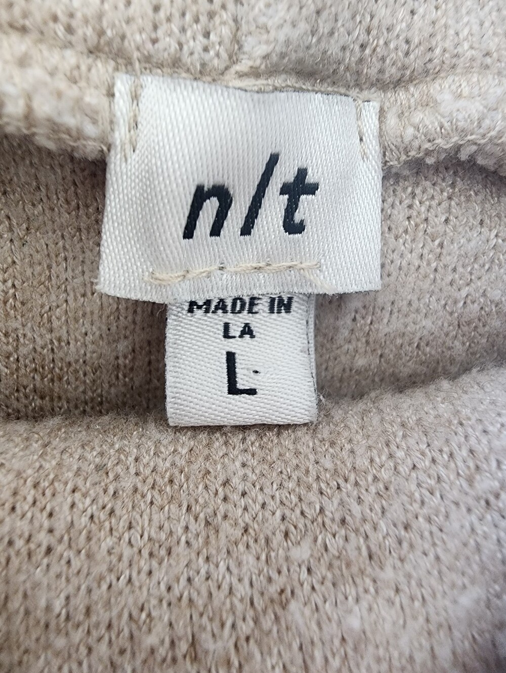 n/t Noat by Amati Made in LA Oatmeal Heather Knit Cropped Turtleneck L - Picture 6 of 8